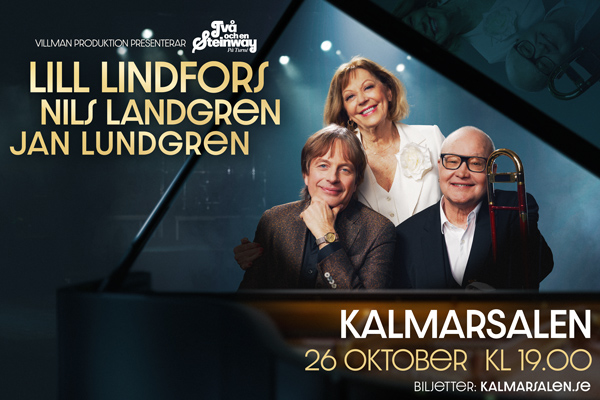 Omslagsbild Lill Lindfors, Nils Landgren och Jan Lundgren – Två och en Steinway – på turné